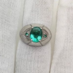 Certified Emerald Ring Sterling Silver